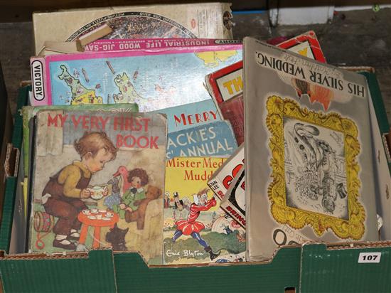 Collection of childrens books, games and Bayko building blocks